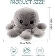 thumbnail image 2 of Pulpo de peluche reversible, peluche reversible con estado de ánimo, lindos juguetes de peluche de pulpo reversible, suave peluche de pulpo reversible (blanco y gris), 2 of 5