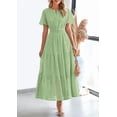 thumbnail image 3 of PRETTYGARDEN Womens Summer Maxi Dress Short Sleeve V Neck Hollow Out Eyelet A Line Long Flowy Beach Vacation Dresses, 3 of 9
