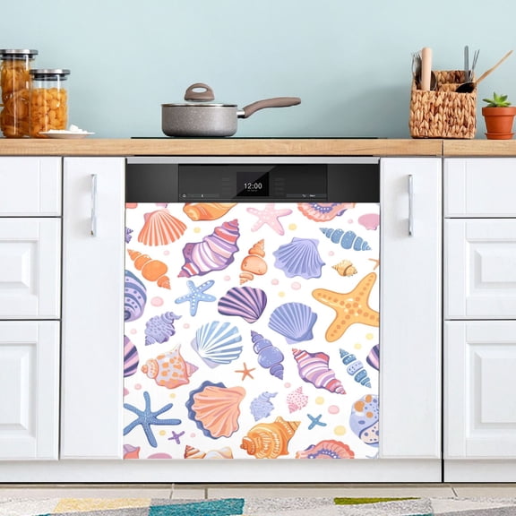 Shells and Starfish Dishwasher Magnet Cover Magnetic Fridge Door Cover Home Kitchen Decor 23"x 26"