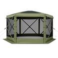 thumbnail image 3 of Olurrisa Pop up Gazebo Screen Tent, 12 x 12 ft Large 6-Sided Camping Canopy Tent with Removable Top & Carry Bag, Screen House Sun Shelter for 8-10 Persons Backyard Patio, Green, 3 of 8
