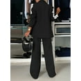 thumbnail image 2 of 2025 Womens Two Piece Outfits Striped Side Button Tops and Pants with Pockets Sets Business Casual Pants Suits Set Black S, 2 of 8