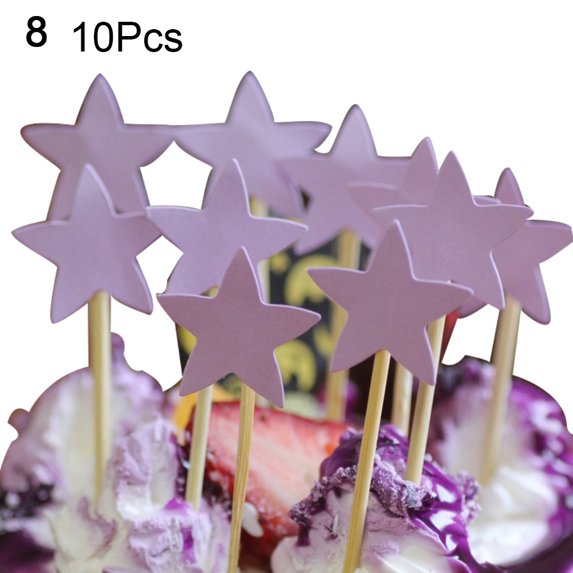 10 PCS Cupcake Gold Star Cake Toppers for Wedding Birthday Baby Shower Party Valentine's Day Decoration, Glitter Star Cupcake Cake Topper Party Supplies Birthday Wedding Decor