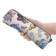 thumbnail image 4 of XMXT Leather Pencil Case, Purple Floral Butterfly Decoration Large Capacity Pencil Pouch for Student Teens Women, 4 of 9