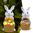 thumbnail image 4 of Solar Bunny with Basket Ornament - LED Light-Up Rabbit Figurine for Home Garden Yard Patio, Waterproof Solar-Powered Bunny Decoration, Festive Easter Spring Home Glow Decor Gift, 5*6*8in, B, 4 of 8