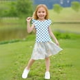 thumbnail image 4 of THDHVS Shirts for Girls,Girls Tops,Girls Polka Dot Short Sleeve Tee with Ruffle Hem Light Blue 10-11 Years, 4 of 8