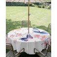 thumbnail image 3 of Outdoor Tablecloth with Umbrella Hole Zipper Butterfly Flowers Round Tablecloth 54" Waterproof Outside Table Cloth Watercolor Pastoral Spring Plants Patio Table Cover Tablecloths for Picnic Party, 3 of 8