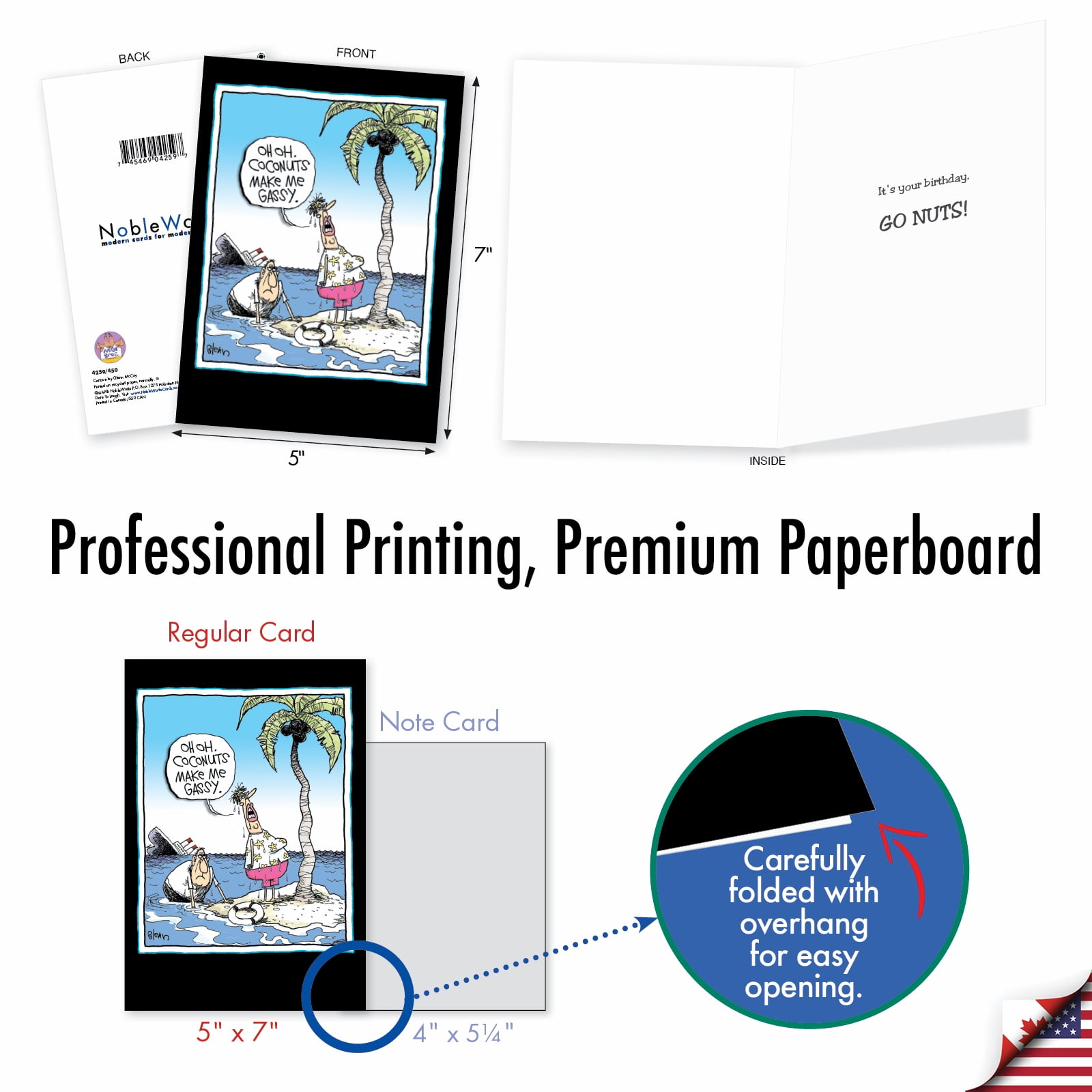 NobleWorks 36 Assorted Box Set Funny Birthday Greeting Cards w/5 x 7 Inch Envelopes (36 Designs, 1 Each) Bday McCoy Bros. Merriment AC7742BDG-B1x36