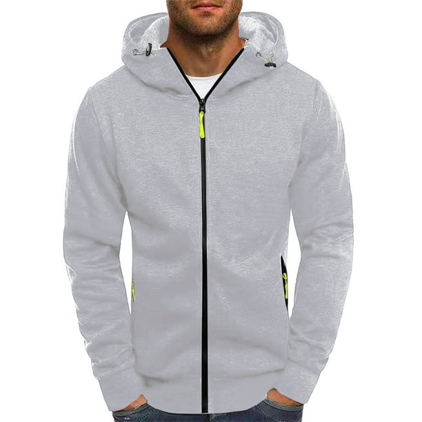 WILLBEST Sudadera con Capucha y Cremallera para Hombre, Forrada, Informal, Cálida, para Deportes Al Aire Libre En Invierno, Cómoda y Suave XGrande