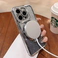 thumbnail image 4 of Funda Magsafe de lujo con diamantes brillantes para iPhone, soporte magnético, funda de silicona suave, 15, 14, 13, 12, 11 Pro Max, 15 Plus, 4 of 5