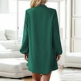 thumbnail image 6 of Diufon Summer Women's V Neck Long Sleeve Solid Color Flared Dress Button Front Mini Dresses, 6 of 7