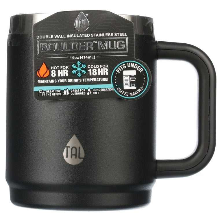 TAL Stainless Steel Boulder Coffee Mug, BPA Free 14oz, Black WM1774, 3 Pack