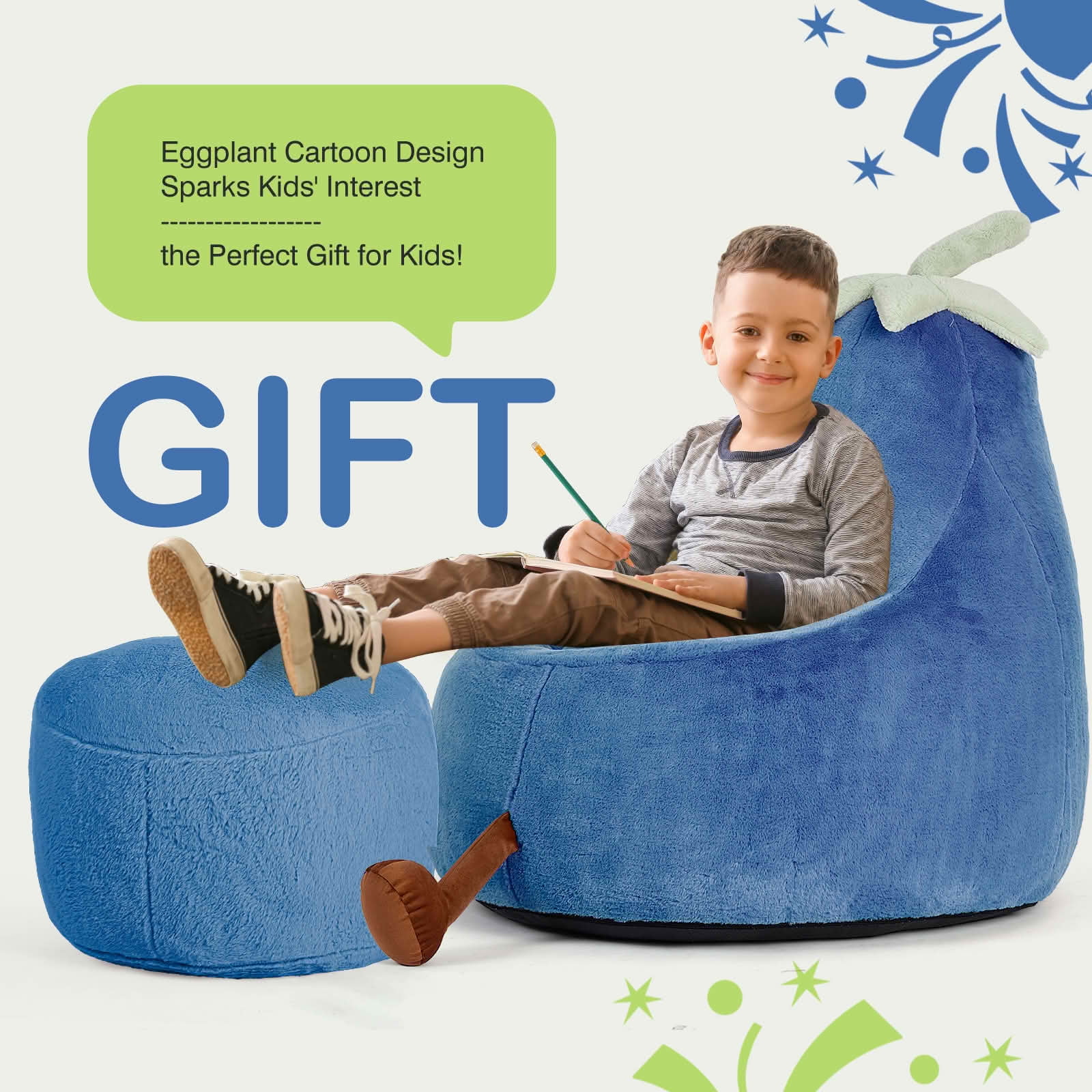 MAYEERTY Toddler Children's Bean Bag Chair Artificial Rabbit Fur Cover Teenager Filled Sofa