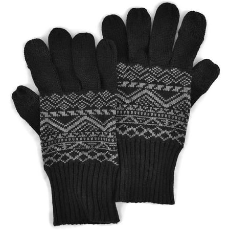 MUK LUKS Men's Pattern Gloves with Texting Thumb and Fingers