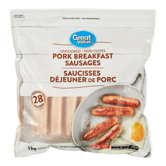 Great Value Pork Breakfast Sausages, 1 kg