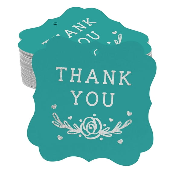 Inkdotpot Pack Of 100 Real Silver Foil Bracket Shape Paper Tags Thank You Bridal Shower Favor Hang Tags