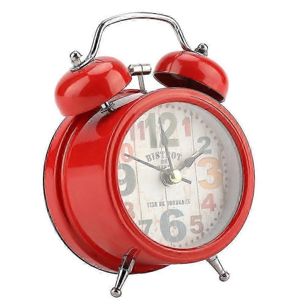 Mini Silent Metal Digital Alarm Clock with Lights and Twinkling Bells, Classic Antique Style for Bedroom