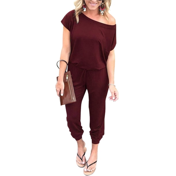 Mono Enterizo PRETTYGARDEN Sin Hombros Rojo Vino XL