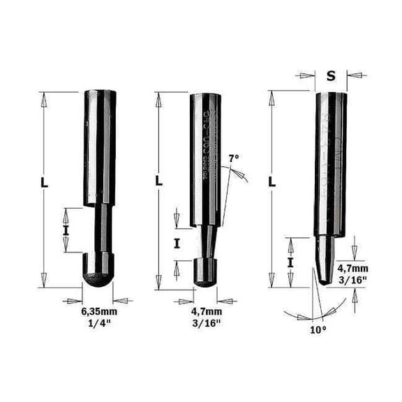 Cmt Trimmer Router Bit,HWM,1/4 in 842.095.11