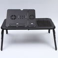 thumbnail image 1 of Adjustable Standing Laptop Desk with Dual USB Cooling Fans - Foldable ABS Bed & Workstation Stand, Portable Wear-Resistant Design for Home Office, Full Black Durable Material, Compact Ergonomic, 1 of 4