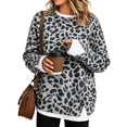thumbnail image 4 of Crew Neck Sweatshirts Women Oversized Fall French Terry Layered Pullover Sweatshirt Fake Two‑Piece Tops Pullover Casual Split Hem Top, 4 of 4