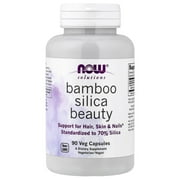NOW Foods Bamboo Silica Beauty, 90 Veg Capsules, Support for Hair, Skin & Nails, Standardized to 70% Silica