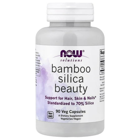 NOW Foods Bamboo Silica Beauty, 90 Veg Capsules, Support for Hair, Skin & Nails, Standardized to 70% Silica