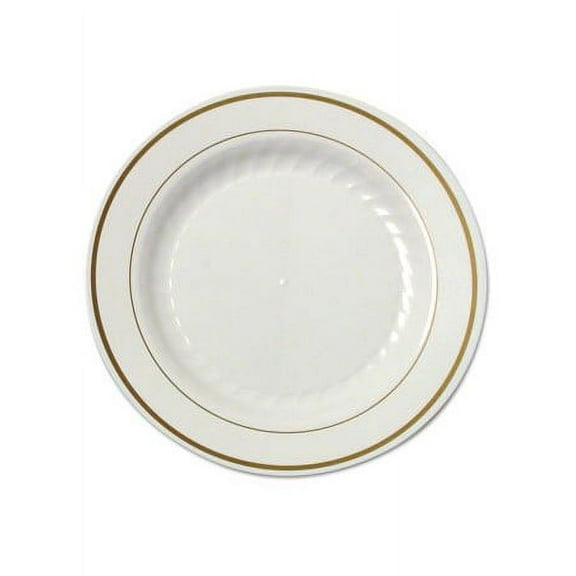 Ivory / Gold Masterpiece 9" Plastic Luncheon Plates 12ct.