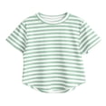 thumbnail image 3 of qucoqpe Toddler Little Girls Cute Trendy 2-Piece Outfit Set Summer Striped Casual Short Sleeve Soft Elastic Waist Flared Trousers Top and Pant Comfy Homewear Set Kids, 3 of 7