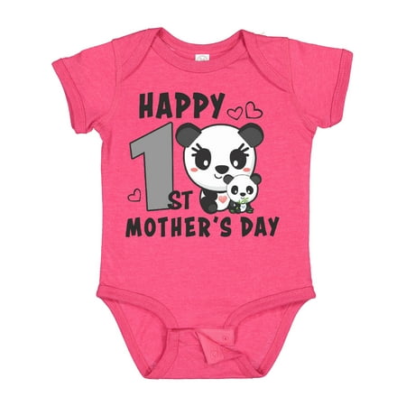 

Inktastic Happy First Mothers Day with Panda Bears Gift Baby Boy or Baby Girl Bodysuit