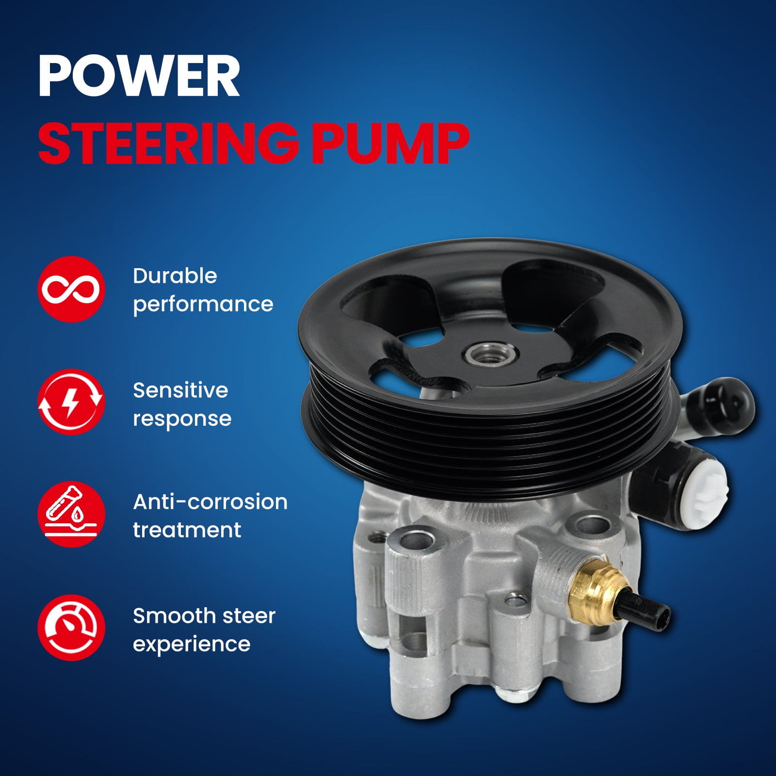 MOCA AUTOPARTS Power Steering Pump w/Pulley Fit for 2002-2009 Toyota Camry 2.4L & 2004-2008 Toyota Solara 2.4L & 2007-2008 Toyota Camry 2.4L