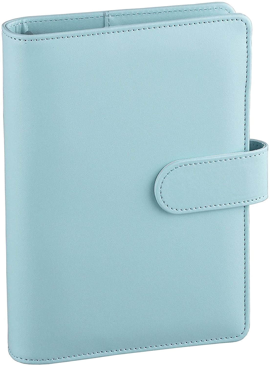 A6 PU Leather Notebook Binder,Refillable 6 Round Ring Binder Cover for A6 Filler Paper,Macaron Notebook Personal Planner Binder with Magnetic Buckle,Robins Egg Blue 