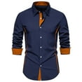 thumbnail image 2 of Royisotas Fashion Shirts for Men Button up Shirt Big and Tall Long Sleeve Lapel Patchwork Mens Tops, 2 of 9