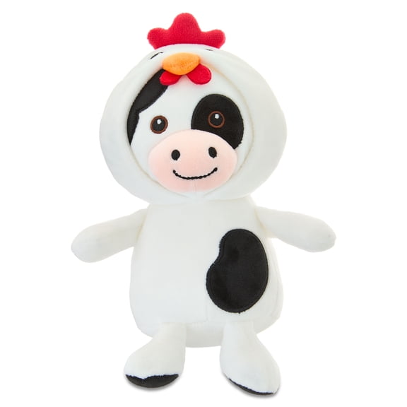 Small Cow with Chicken Costume Plush, Black and White, 10", Easter by Way To Celebrate