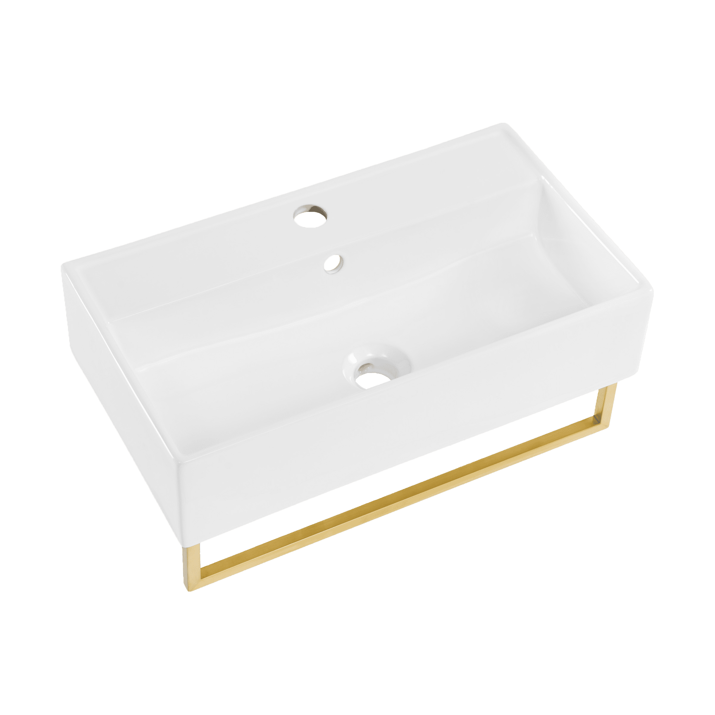 Reims 22" Wall-Mount Bathroom Sink with Brushed Gold Towel Bar