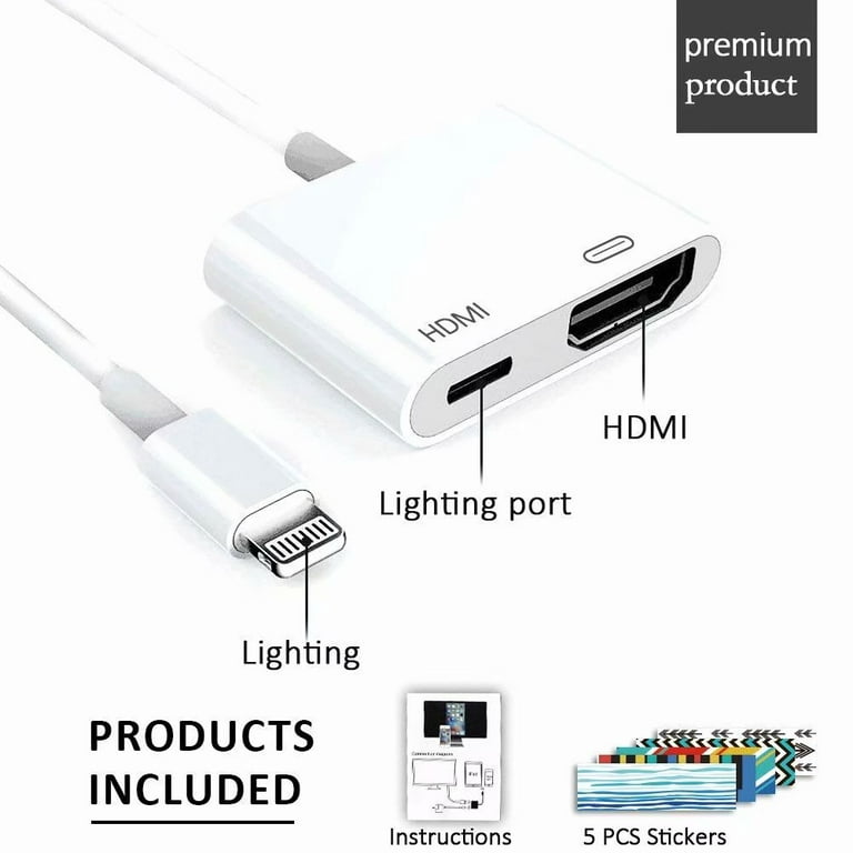 Lighting to HDMI Adapter, Compatible with iPhone, iPad, iPad Pro, iPod  Touch to HDMI Adapter - A's Computers