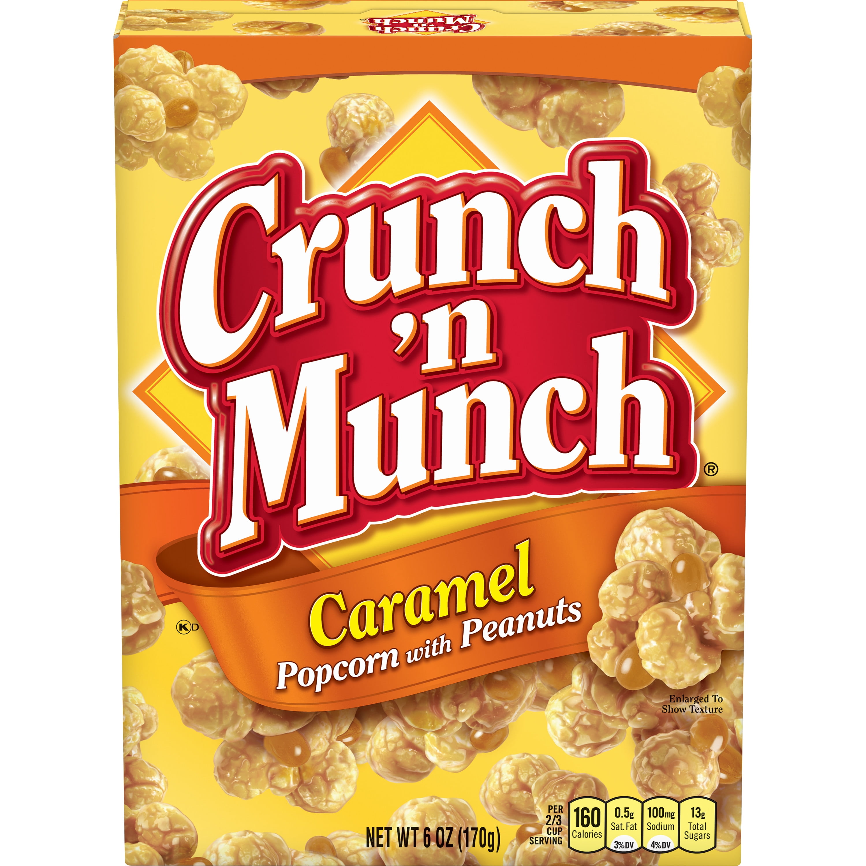 CRUNCH 'N MUNCH Caramel Popcorn with Peanuts, 6 oz.