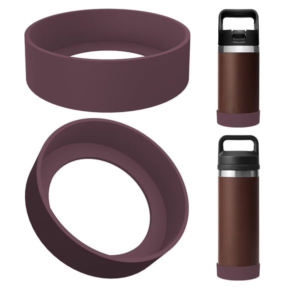 Linkidea 2 Pack Water Bottle Boot Compatible with YETI Rambler Jr. Kids 12oz, Rambler Bottle 12oz/18oz, Yonder 20oz, Silicone Anti-Slip Bottle Bottom Bumper Protector (Coffee)