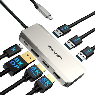 WAVLINK USB Dock, 7-In-1 Dock Station with 95W charging, 4K@60Hz DP/HDMI, 480Mbps USB for Laptop