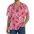 thumbnail image 3 of Vsdgher Strawberry Cake Print Men's Wrinkle Free Untucked Cuban Shirt Business Casual Button Down Shirts Short Sleeve Shirt, 3 of 7