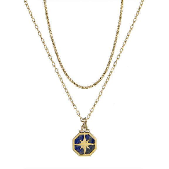 Believe by Brilliance 14KT Gold Flash Plated Double Necklace Set with Genuine Stone Adult