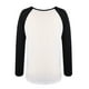 thumbnail image 2 of Camiseta Manga Larga Cuello Redondo Ahuecado Bloqueo de Color Tops Básicos Casuales para Mujer Blanco y Negro XL, 2 of 6