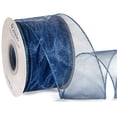 thumbnail image 1 of Cinta decorativa Ribbli de organza, con alambre, color azul marino, 6,5 cm x 18 m, 1 of 4