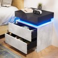 thumbnail image 4 of Hommpa Modern LED Nightstand 2 Drawers Bedside Table with Led Lights Smart Night Stands Gray Black Textured Finish End Side Table for Bedroom Home Furniture, 4 of 11