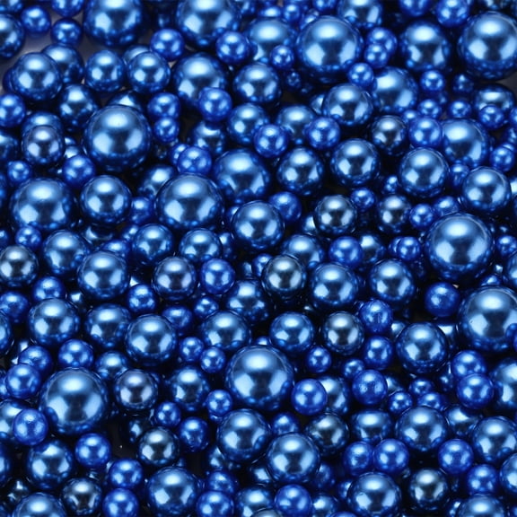 Uxcell 800 Pcs Faux Pearl for Crafting 0.12''-0.31'' No Hole ABS Round Pearls for Vase Fillers Deep Blue