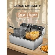 Commercial Deep Fryer with Basket, 3400W 12.7QT/12L, Detachable Large Capacity Stainless Steel Countertop Electric Oil Fryer with Temperature Control for Restaurant, Home Use