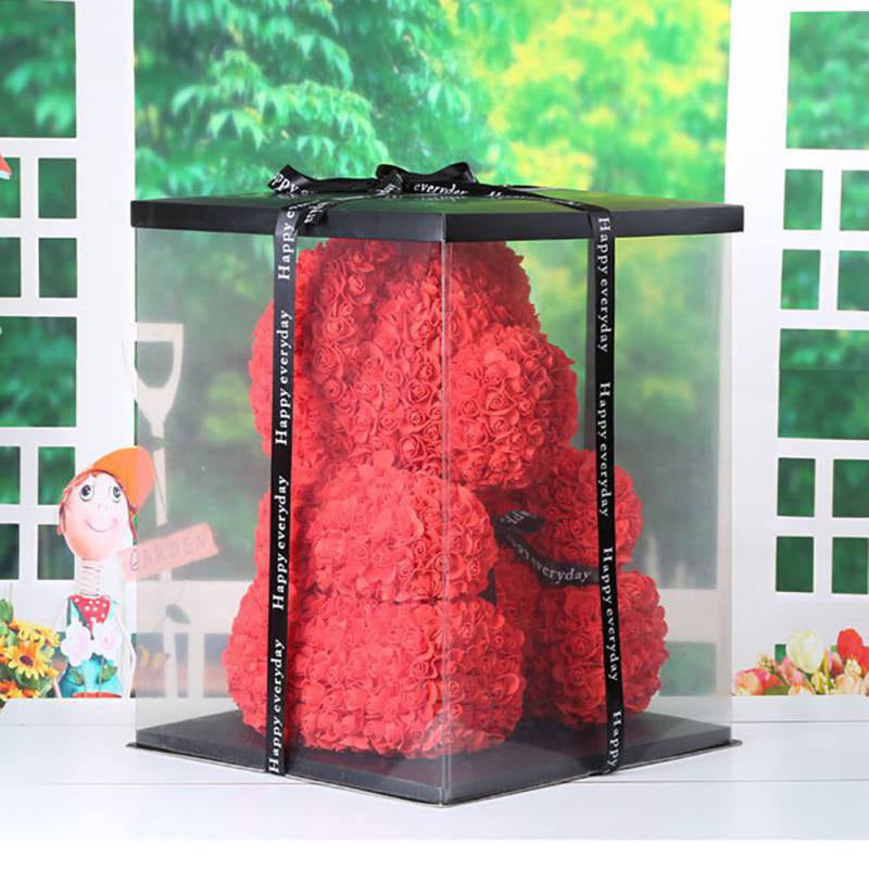 NC 3827cm Bear of Roses Artificial Flowers Home Wedding Festival DIY Wedding Decoration Box Wreath Crafts Preserved Rose