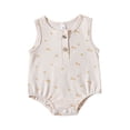 thumbnail image 1 of Gibobby Mameluco niña sin mangas con estampado floral para niños y niñas, monos para recién nacidos, ropa(Beige, 12-18 Meses), 1 of 5