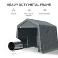thumbnail image 6 of Gazebo Carport Outsunny 8' x 7' Carport Portable Garage, Heavy Duty Storage Tent, Patio Storage Shelter w/ Anti-UV PE Cover and Double Zipper Doors, for Motorcycle Bike Garden Tools, Dark Gray,Outdoo, 6 of 10