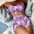 thumbnail image 6 of WREESH Womens Two Piece Swimsuit Cami Top Shorts High Waisted Bikini Fashion Printed Casual Tie Split High Waist Beach Bikinis Swimsuit Sets Bathing Suit Purple, 6 of 7