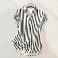 thumbnail image 5 of Ayolanni Button Down Summer Shirts for Women Short Sleeve Dressy Striped V-Neck Blouse Cap Fitted Workout Office Shirts Summer Tops Black L, 5 of 6